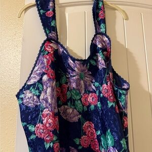Vintage Navy Camisole with Pink and Purple Floral